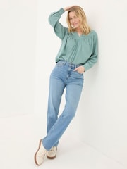 FatFace Carmel Light Vintage Blue Comfort Straight Jeans - Image 1 of 7