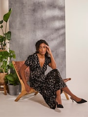 FatFace Mia Black Hammered Velvet Midi Dress - Image 3 of 6