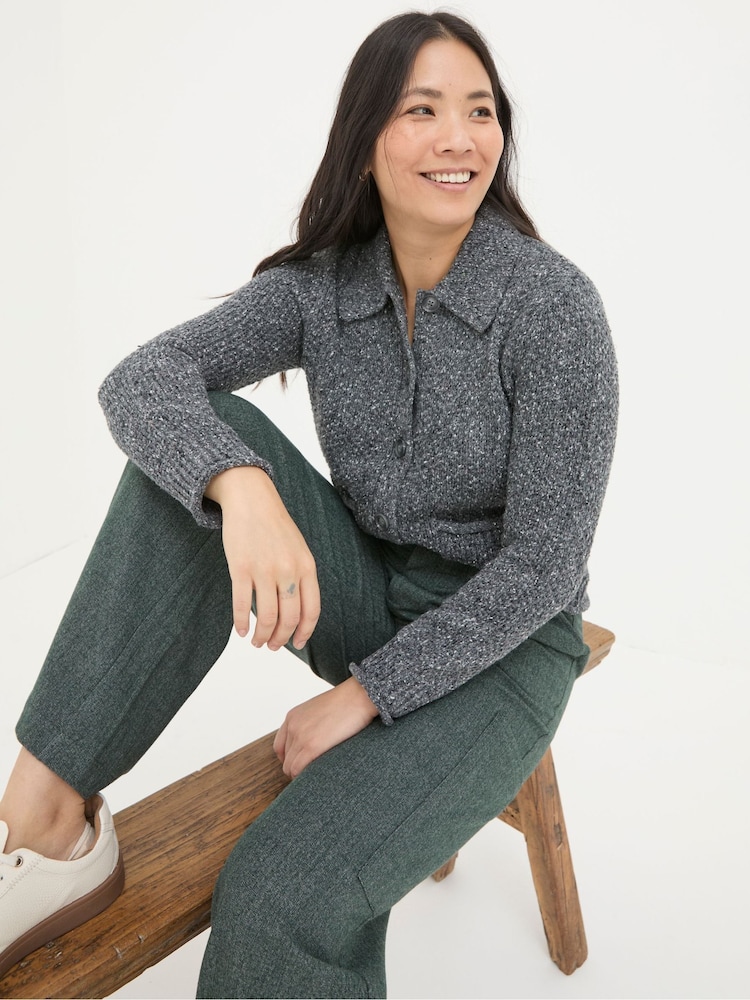 FatFace Natalie Grey Collar Cardigan - Image 1 of 5