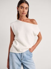 JAG White Arden Off Shoulder Knit Jumper - Image 3 of 6