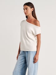 JAG White Arden Off Shoulder Knit Jumper - Image 5 of 6