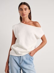 JAG White Arden Off Shoulder Knit Jumper - Image 6 of 6