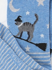 FatFace Blue Halloween Cat Womens Socks 1 Pack (size 4-7) - Image 2 of 2
