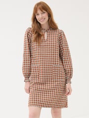 FatFace Fran Orange Gingham Dress - Image 1 of 6
