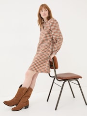 FatFace Fran Orange Gingham Dress - Image 3 of 6