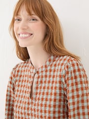 FatFace Fran Orange Gingham Dress - Image 4 of 6
