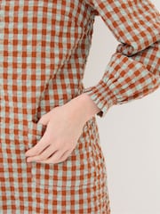 FatFace Fran Orange Gingham Dress - Image 5 of 6