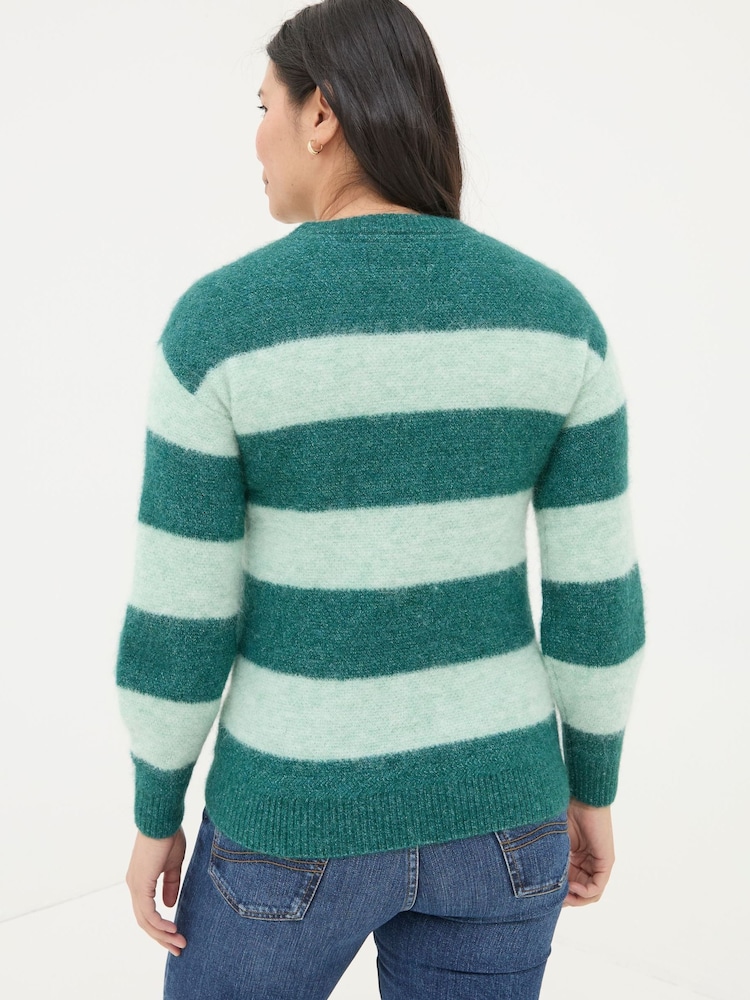 FatFace Revival Dark Teal Stripe Jumper - Image 2 of 5