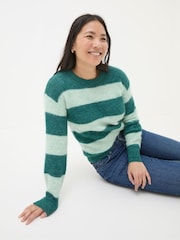 FatFace Revival Dark Teal Stripe Jumper - Image 4 of 5