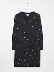 FatFace Georgia Black Embroidered Sweat Dress - Image 5 of 5