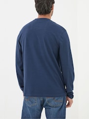 FatFace Woodside Navy Blue Long Sleeve Henley T Shirt - Image 2 of 5