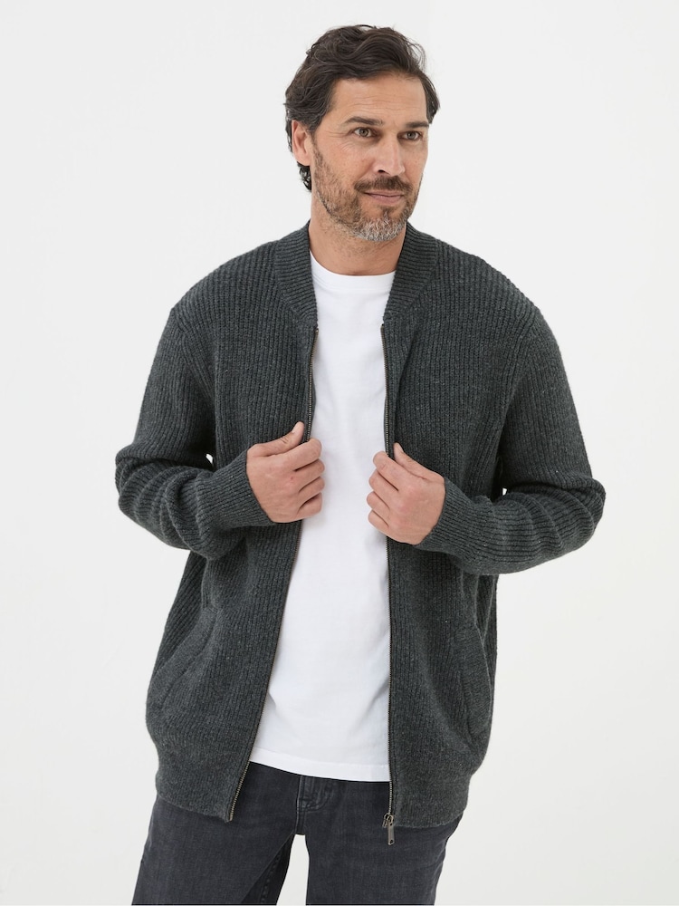 FatFace Charcoal Grey Knitted Bomber Cardigans - Image 1 of 5 FatFace Charcoal Grey Knitted Bomber Cardigans - Image 1 of 5