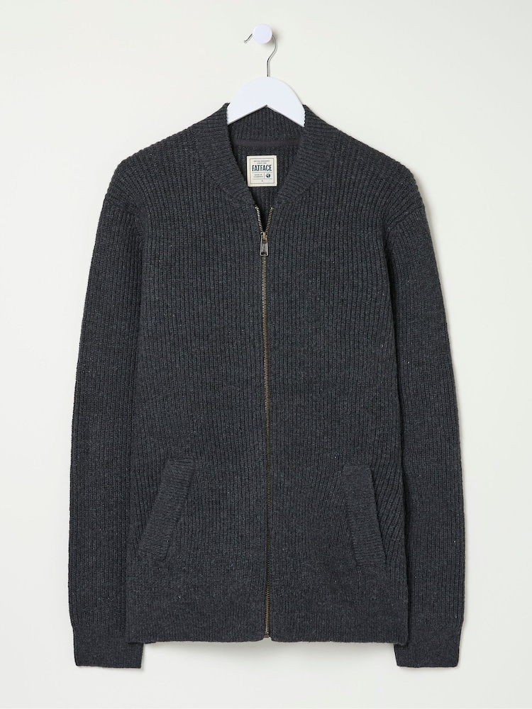 FatFace Charcoal Grey Knitted Bomber Cardigans - Image 5 of 5 FatFace Charcoal Grey Knitted Bomber Cardigans - Image 5 of 5