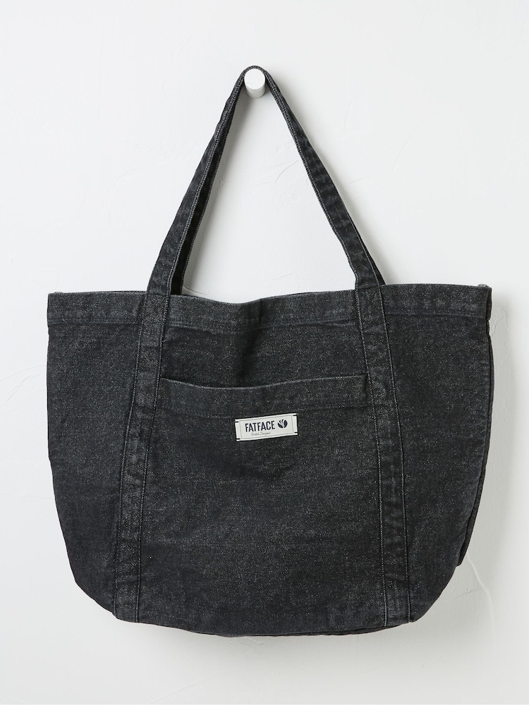 FatFace Astrid Black Pocket 100% Cotton Tote Bag - Image 1 of 2