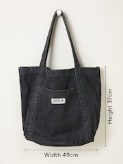 FatFace Astrid Black Tote Pocket 100% Cotton Tote Bag - Image 7 of 7