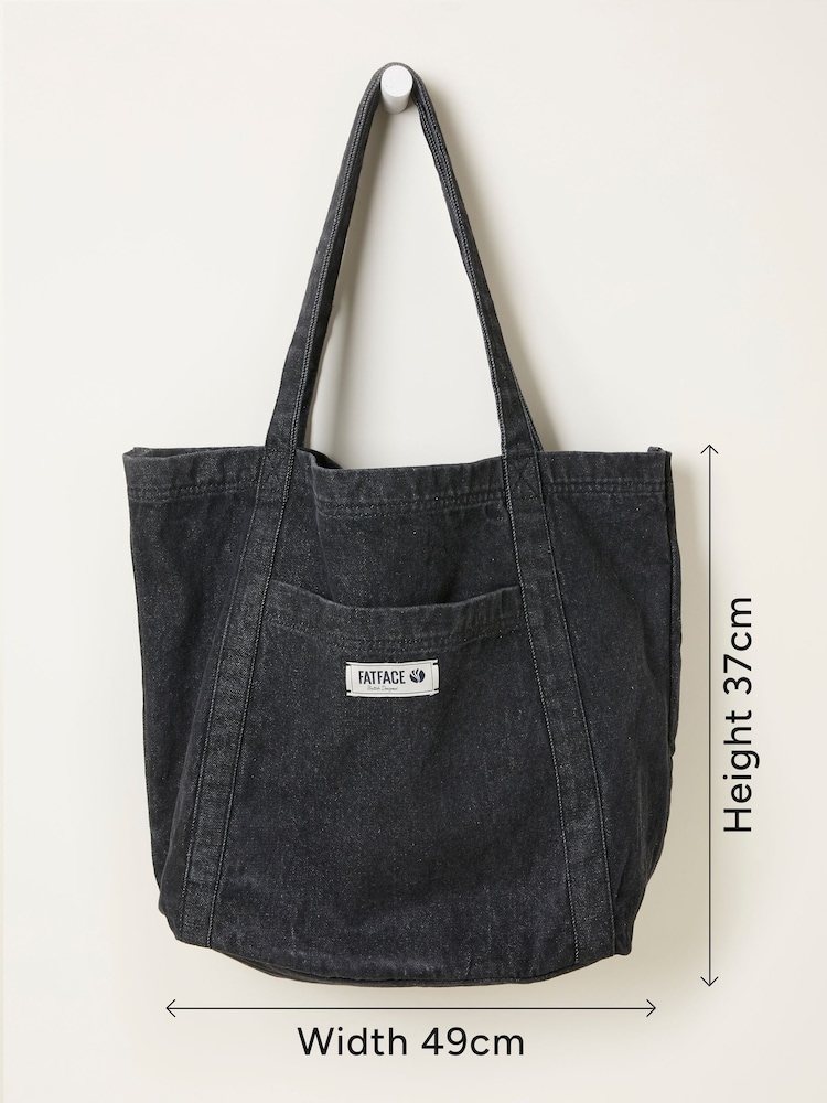 FatFace Astrid Black Tote Pocket 100% Cotton Tote Bag - Image 7 of 7