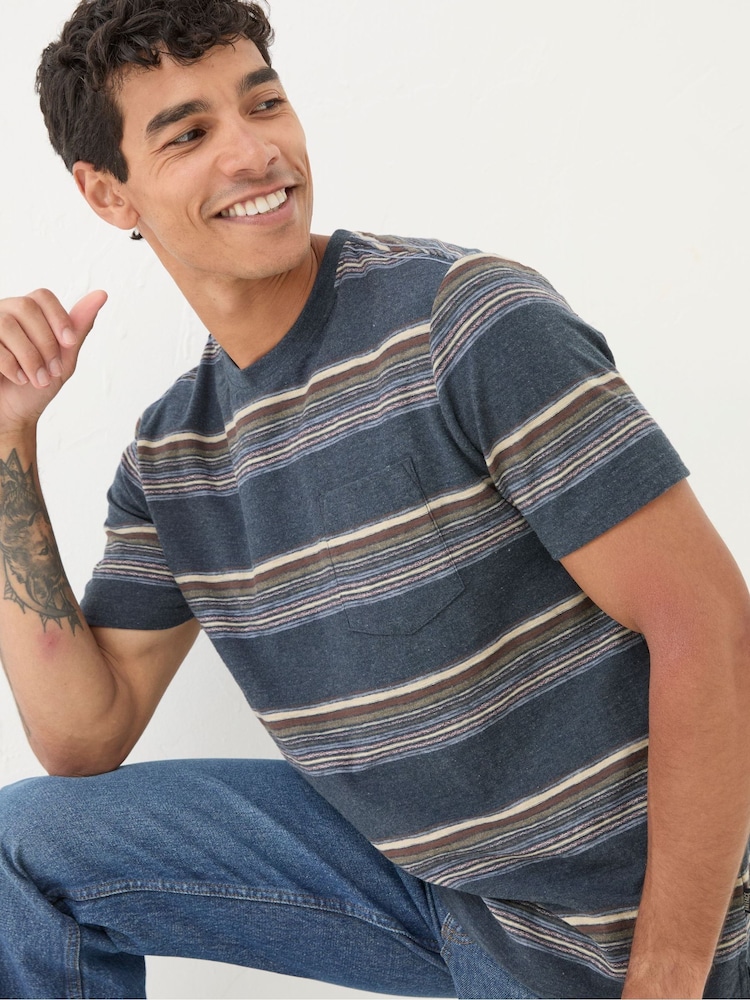 FatFace Dawlish Blue Stripe T-Shirt - Image 1 of 4 FatFace Dawlish Blue Stripe T-Shirt - Image 1 of 4