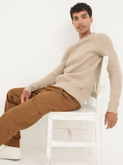 FatFace Calder Natural Crew Neck Jumper - Image 2 of 5