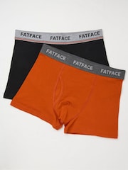 FatFace Orange Cotton Boxers 2 Pack - Image 1 of 2