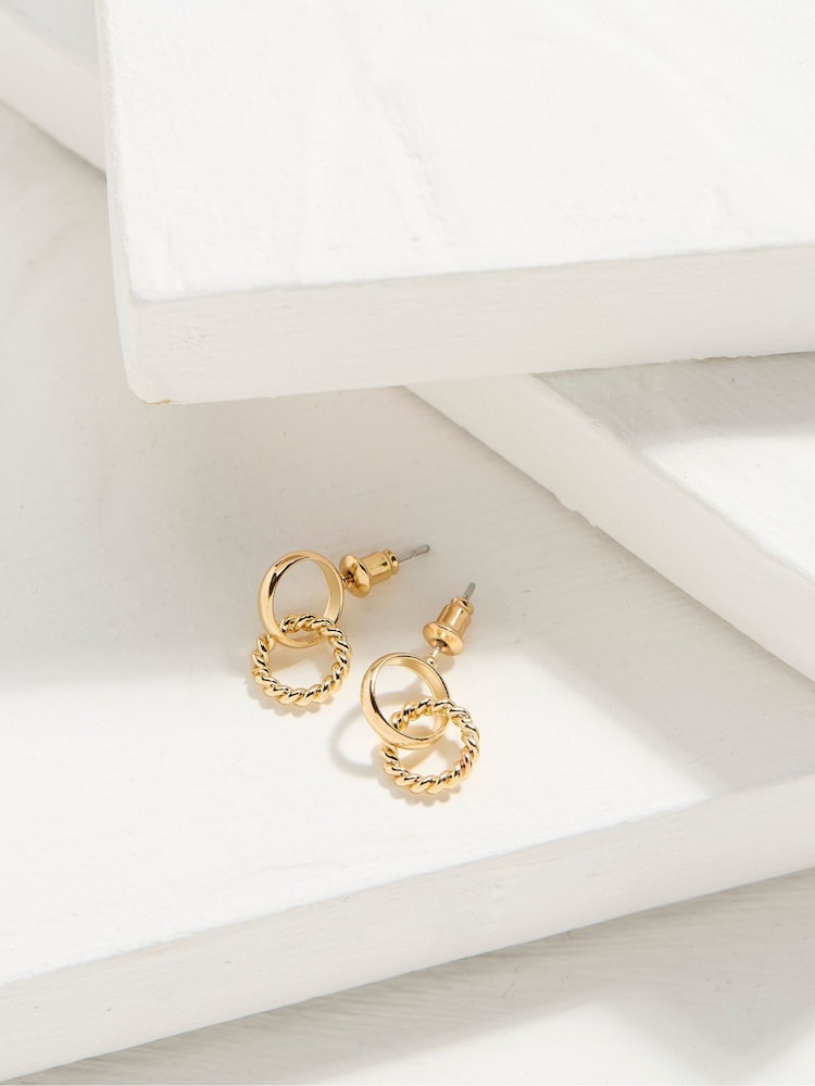 FatFace Gold Tone Chain Drop Earrings - Image 2 of 2