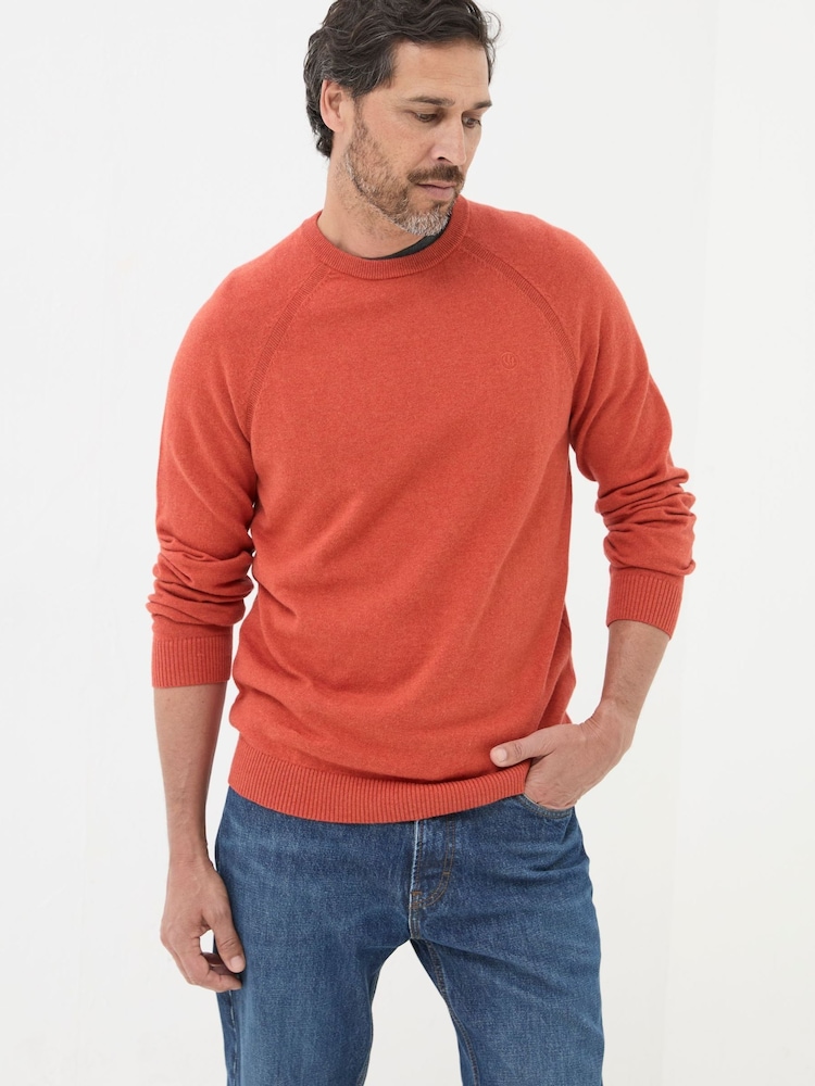 FatFace Rye Orange Cotton Cashmere Crew Neck Jumper - Image 1 of 5