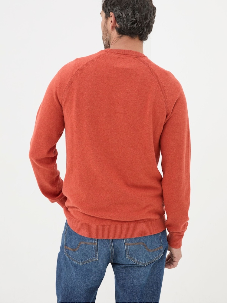 FatFace Rye Orange Cotton Cashmere Crew Neck Jumper - Image 2 of 5