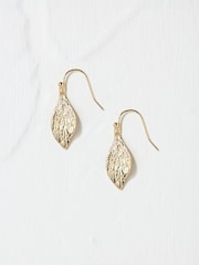 FatFace Gold Tone Large Leaf Drop Earrings - Image 1 of 2
