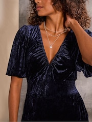 FatFace Greta Blue Velvet Jumpsuit - Image 5 of 6