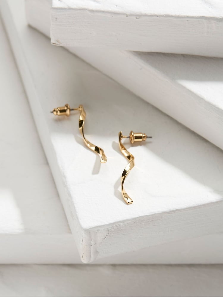 FatFace Gold Tone Abstract Drop Earrings - Image 2 of 2 FatFace Gold Tone Abstract Drop Earrings - Image 2 of 2