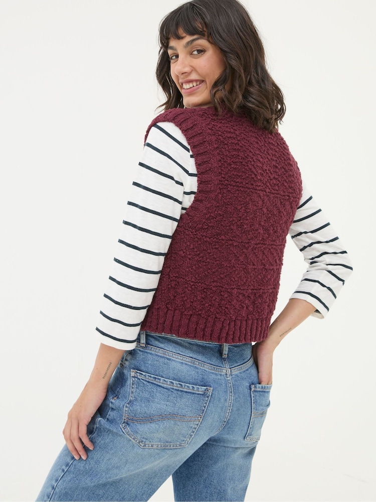 FatFace Talia Red Pattern Waistcoat - Image 2 of 5 FatFace Talia Red Pattern Waistcoat - Image 2 of 5