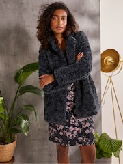 FatFace Maggie Blue Short Teddy Coat - Image 1 of 6