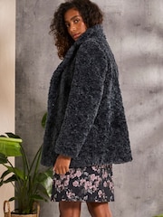 FatFace Maggie Blue Short Teddy Coat - Image 2 of 6
