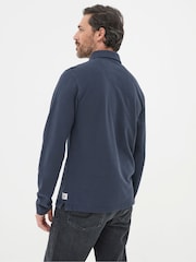 FatFace Navy Blue Long Sleeve Organic Pique Polo Shirt - Image 2 of 6