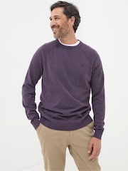 FatFace Rye Purple Cotton Cashmere Crew Neck Jumper - Image 1 of 5