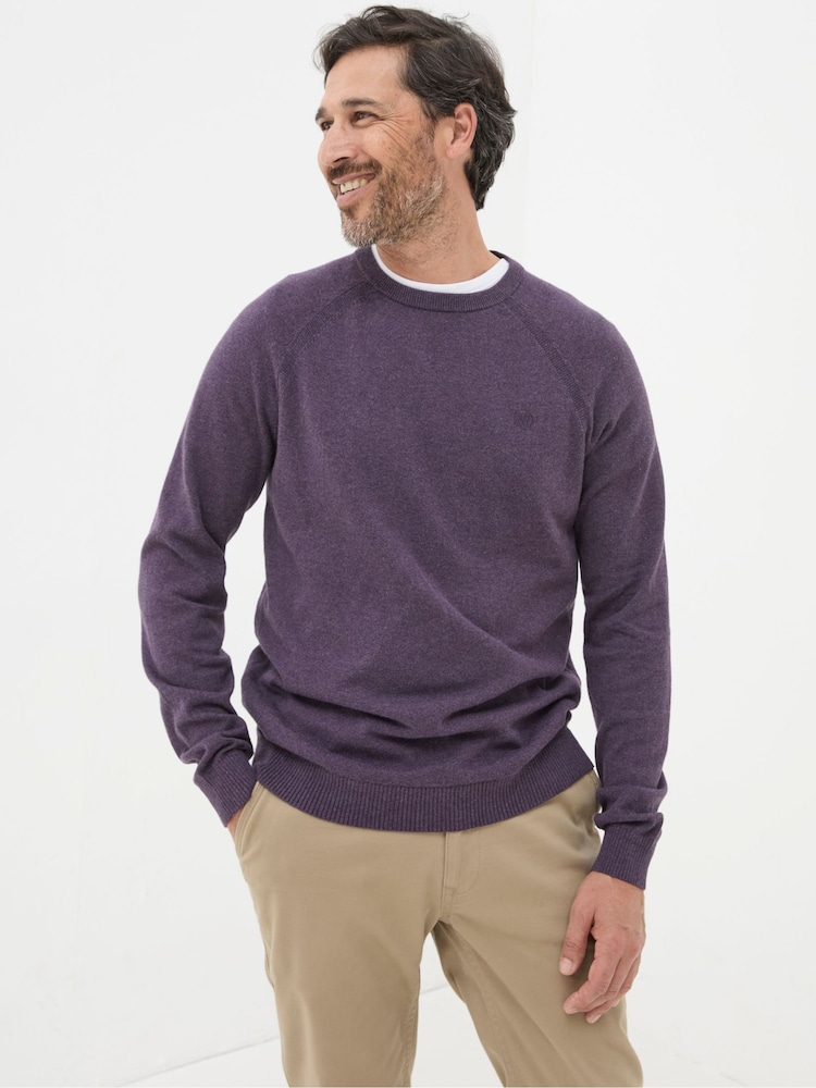FatFace Rye Purple Cotton Cashmere Crew Neck Jumper - Image 1 of 5