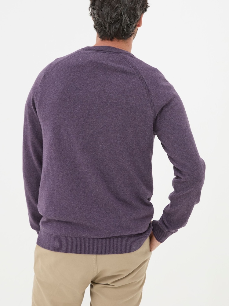 FatFace Rye Purple Cotton Cashmere Crew Neck Jumper - Image 2 of 5