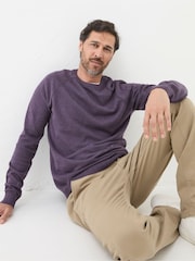 FatFace Rye Purple Cotton Cashmere Crew Neck Jumper - Image 3 of 5
