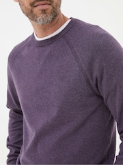 FatFace Rye Purple Cotton Cashmere Crew Neck Jumper - Image 4 of 5