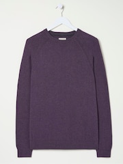 FatFace Rye Purple Cotton Cashmere Crew Neck Jumper - Image 5 of 5
