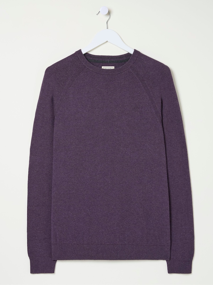 FatFace Rye Purple Cotton Cashmere Crew Neck Jumper - Image 5 of 5