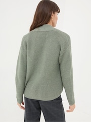 FatFace Clara Khaki Green Cotton Cardigan - Image 2 of 4