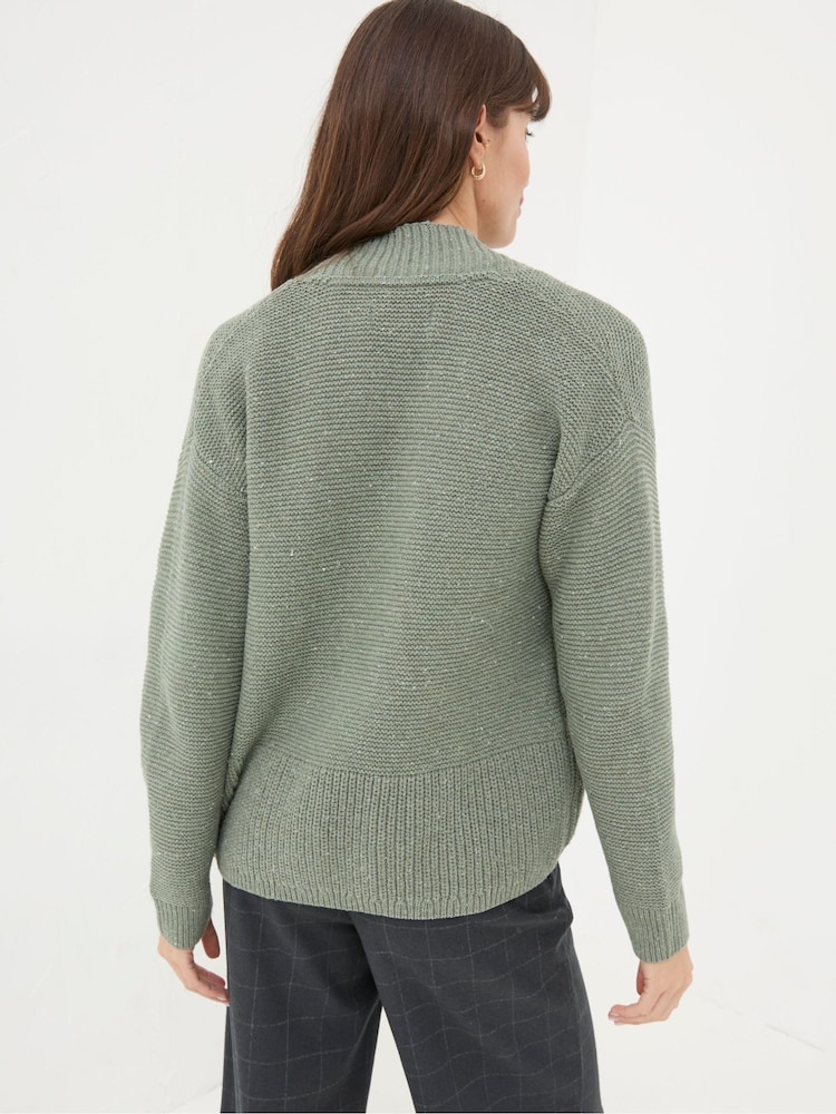 FatFace Clara Khaki Green Cotton Cardigan - Image 2 of 4