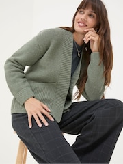 FatFace Clara Khaki Green Cotton Cardigan - Image 3 of 4