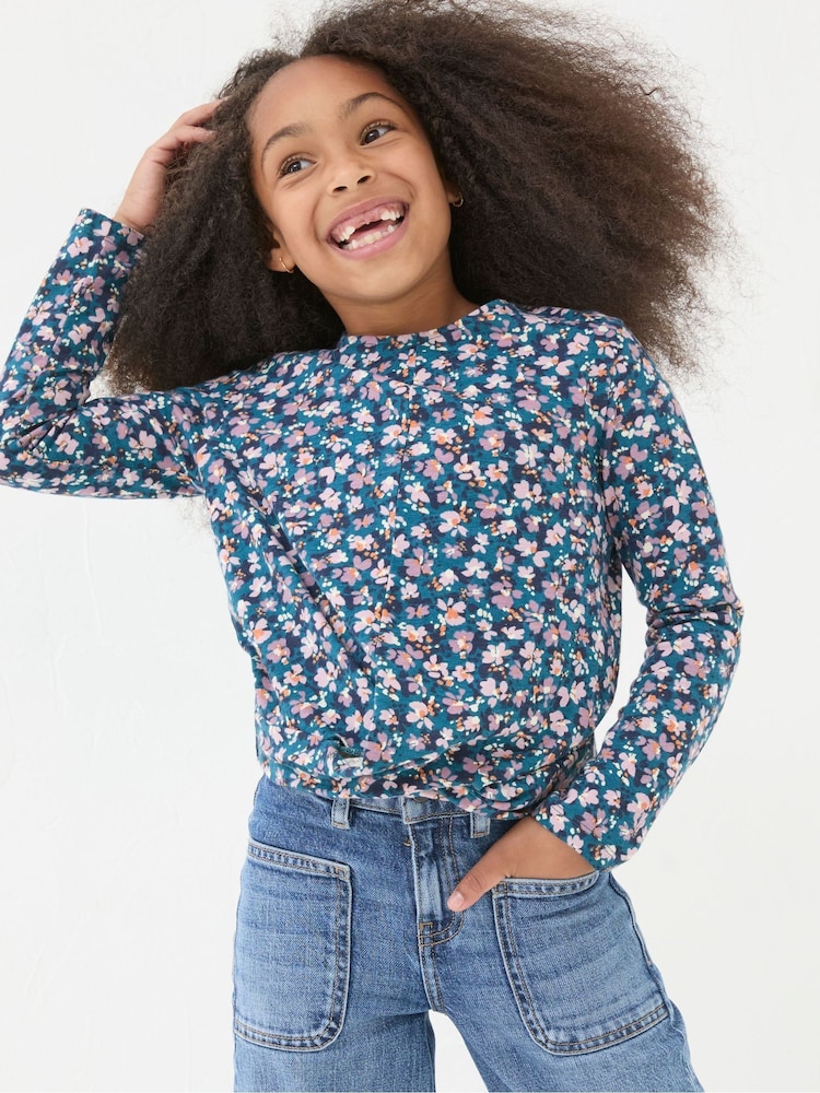 FatFace Blue Floral Knot T Shirt - Image 1 of 5