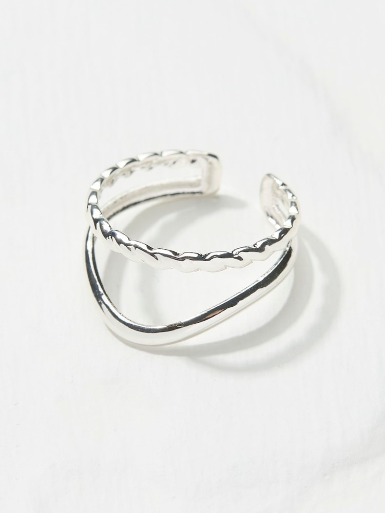FatFace Silver Tone Stacked Ring - Image 1 of 2