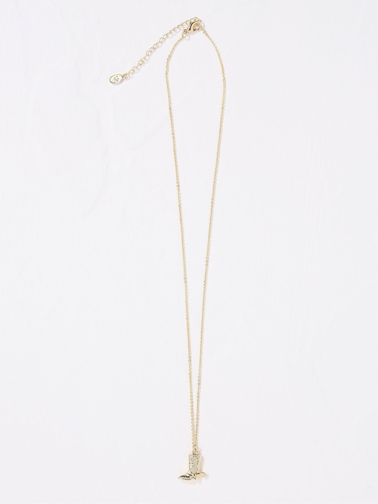 FatFace Gold Tone Cowboy Boot Necklace - Image 1 of 2 FatFace Gold Tone Cowboy Boot Necklace - Image 1 of 2