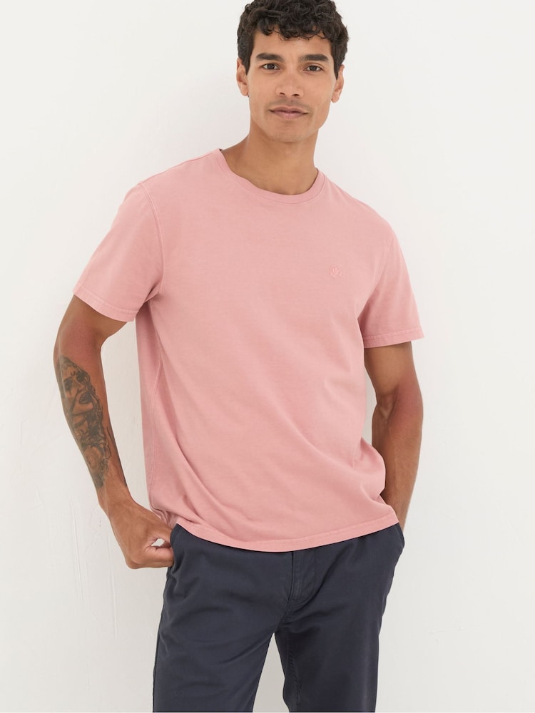FatFace Lulworth Pink 100% Cotton Organic Crew T-Shirt - Image 1 of 6 FatFace Lulworth Pink 100% Cotton Organic Crew T-Shirt - Image 1 of 6