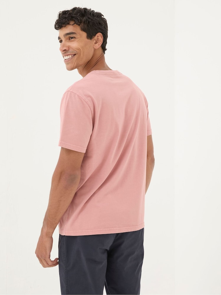 FatFace Lulworth Pink 100% Cotton Organic Crew T-Shirt - Image 2 of 6 FatFace Lulworth Pink 100% Cotton Organic Crew T-Shirt - Image 2 of 6