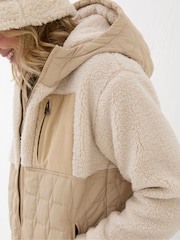 FatFace Honey Natural Fleece Quilted Jacket - Image 5 of 6