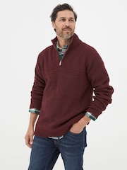 FatFace Calder Burgundy Red Half Neck Jumper - Image 1 of 5
